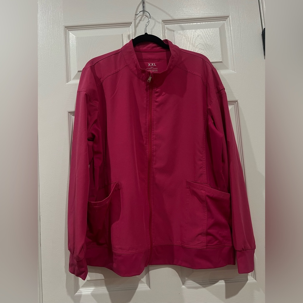 Long Sleeve Full Zip Athletic Jacket Fuschia Size XXL